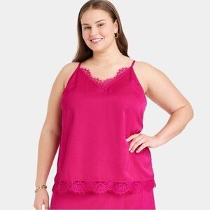 Women's Plus Size Woven Cami - A New Day™ Magenta Size 2X